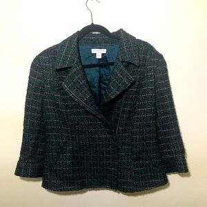 Coldwater Creek classic 12 green moto bronze Tweed Jacket blazer coat